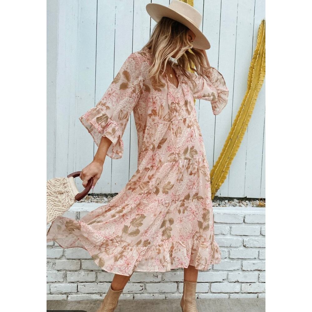 Show Me Your Mumu Viola Hydrangea Maxi Dress Pink Floral Wedding Guest Large
